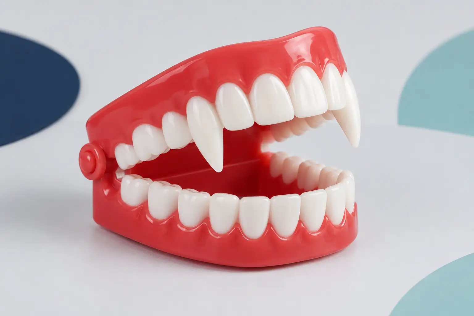 Ilustración conceptual de dentadura de plástico para disfraz de vampiro